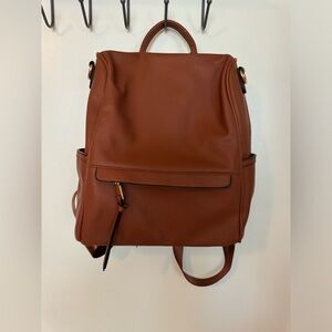 Brown anti theft backpack